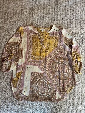 Maurices Patchwork Paisley Tunic in Mustard and Cream